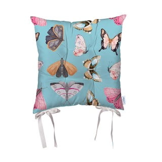 Mėlyna mikropluošto sėdynės pagalvėlė Mike & Co. NEW YORK Butterflies, 43 x 43 cm