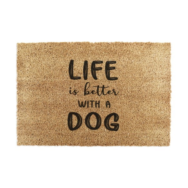 Iš kokoso pluošto grindų kilimėlis 40x60 cm Life Is Better With a Dog – Artsy Doormats