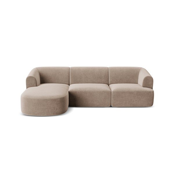Šviesiai rudos spalvos kampinė sofa iš velveto (su kairiuoju kampu/su gultu) Campi – Cosmopolitan Design-image-3