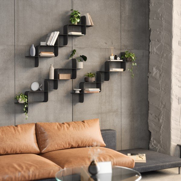Matinės juodos spalvos iš plieno kelių aukštų sieninės lentynos 2 vnt. 62 cm Montage – Umbra-image-3