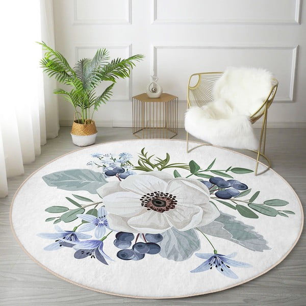 Skalbiamas/robotiniams dulkių siurbliams apvalios formos kilimas ø 80 cm Comfort – Mila Home-image-1