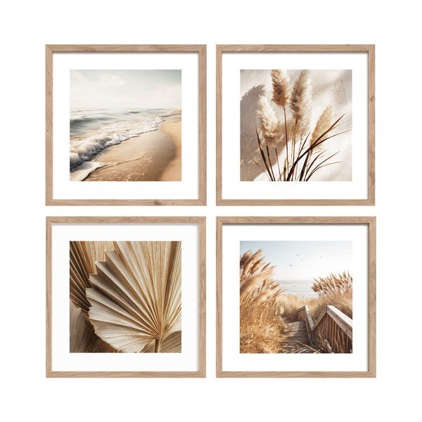 Spausdinti paveikslai su rėmeliu 4 vnt. 30x30 cm Boho Dreams – Styler