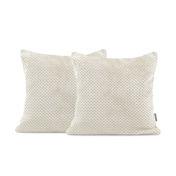 2 smėlio spalvos dekoratyvinių mikropluošto pagalvėlių užvalkalų rinkinys DecoKing Henry, 45 x 45 cm