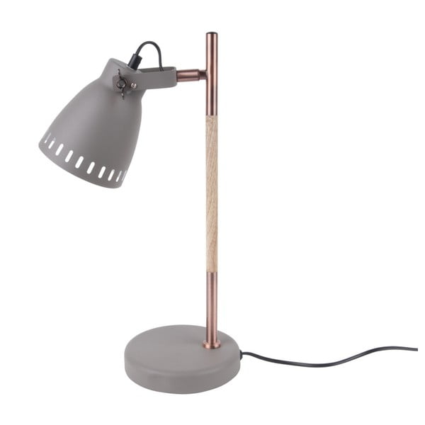 Pilkas stalinis šviestuvas su medinėmis detalėmis "Leitmotiv Mingle