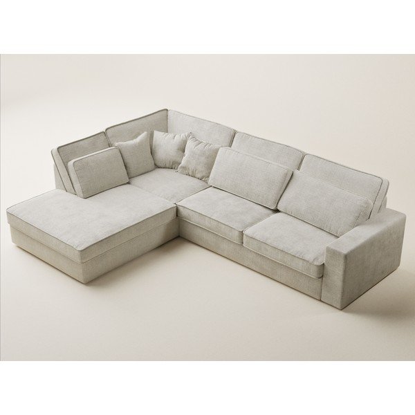 Pilkai smėlinės spalvos kampinė sofa iš šenilinio audinio (su kairiuoju kampu/„L“ formos) Kirou – Maison de Rêve-image-3