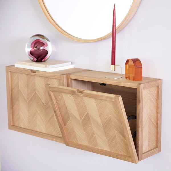 Ąžuolinė sieninė batų lentyna Hübsch Herringbone-image-1