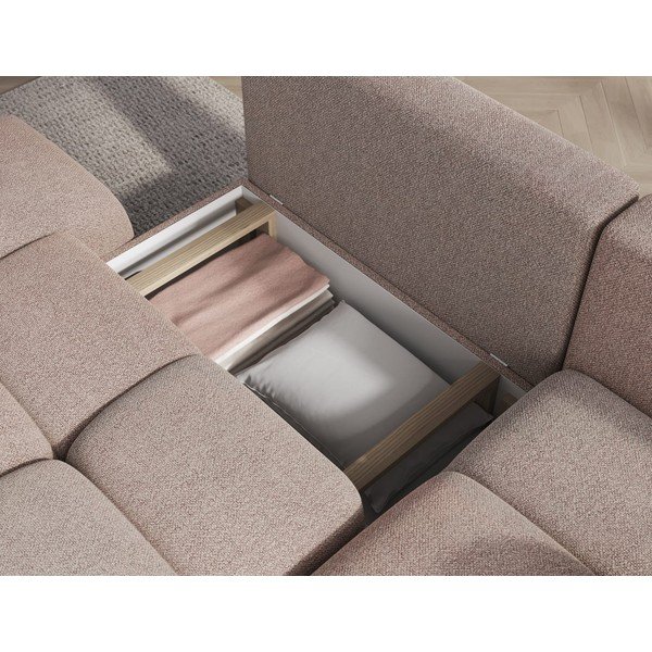 Šviesiai rudos spalvos sulankstoma/su sandėliavimo vieta kampinė sofa iš boucle (su dešiniuoju kampu/su gultu) Vittario – ELTAP-image-3