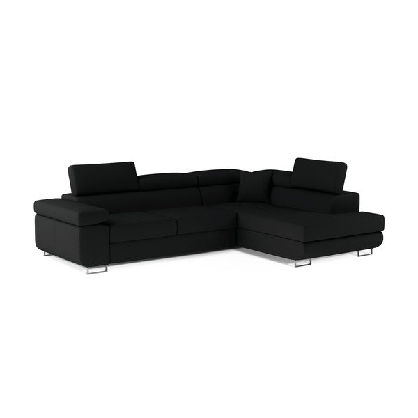Juodos spalvos sulankstoma/su sandėliavimo vieta kampinė sofa (su dešiniuoju kampu/„L“ formos) Anton – ELTAP-image-2