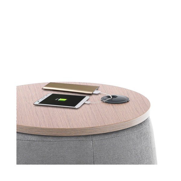 Pilkas pufas su daiktadėže Tomasucci Barril, ø 40 cm-image-3