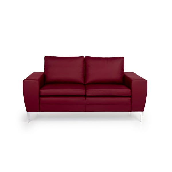 Raudona odinė sofa Scandic Twigo, 166 cm