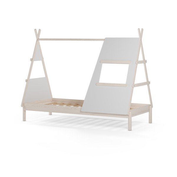 Kreminės spalvos naminė iš pušies masyvo vaikiška lova su lovos grotelėmis 90x200 cm Enola – Marckeric-image-4