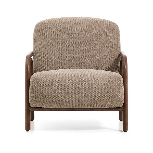 Taupe spalvos krėslas iš šenilinio audinio Sylo – Kave Home-image-2