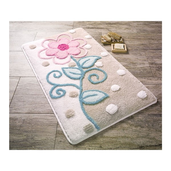 Smėlio ir baltos spalvos vonios kilimėlis Confetti Bathmats Parsa, 60 x 100 cm