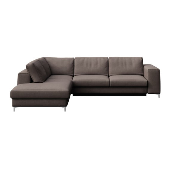 Taupe spalvos iš velveto sulankstoma/su sandėliavimo vieta kampinė sofa (su kairiuoju kampu/„L“ formos) Rene – Rodier