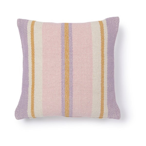 Violetinės ir geltonos spalvos medvilninis pagalvės užvalkalas Kave Home Marilina, 45 x 45 cm