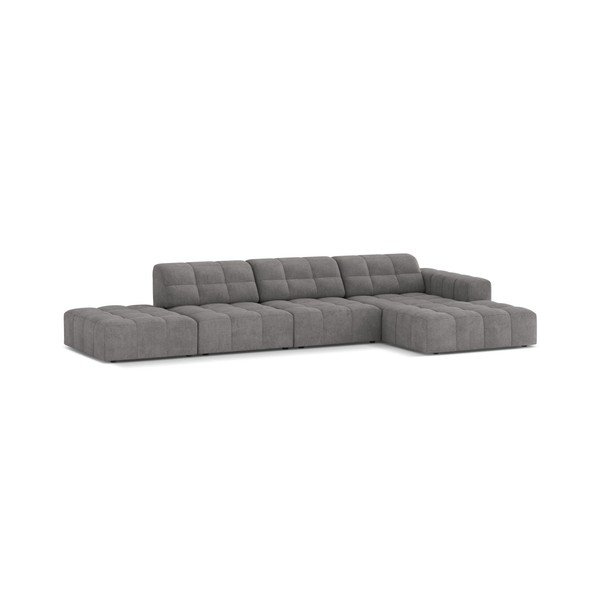 Pilkos spalvos kampinė sofa iš šenilinio audinio (su dešiniuoju kampu/su gultu) Chicago – Cosmopolitan Design-image-1
