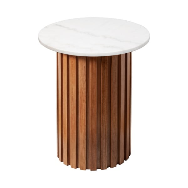 Balto marmuro stalas su ąžuoliniu pagrindu RGE Moon, ⌀ 50 cm