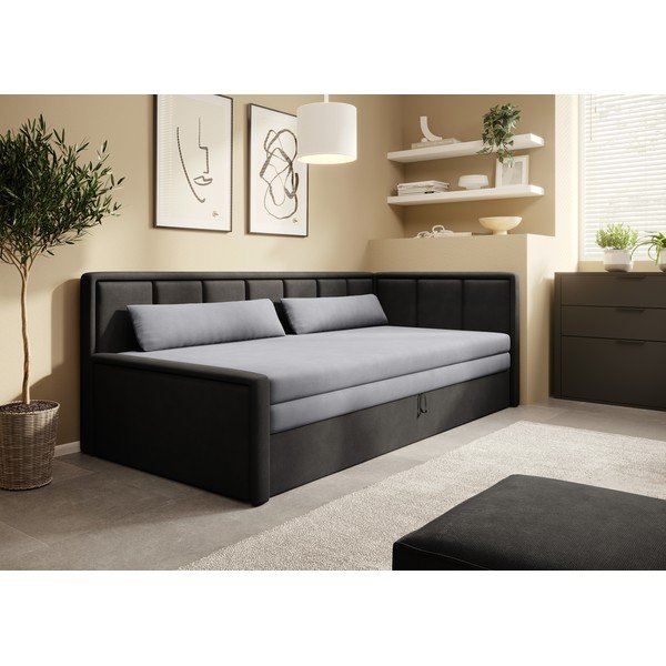 Tamsiai pilkos spalvos iš šenilinio audinio sulankstoma/su sandėliavimo vieta sofa 214 cm Fulgeo – ELTAP-image-1