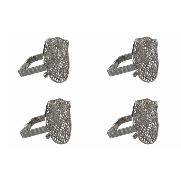 Sidabrinės spalvos 4 metalinių servetėlių žiedų rinkinys Villa d'Este Argento-image-4