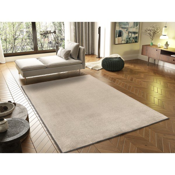 Kilimas iš mikropluošto smėlio spalvos 120x170 cm Coraline Liso – Universal-image-1