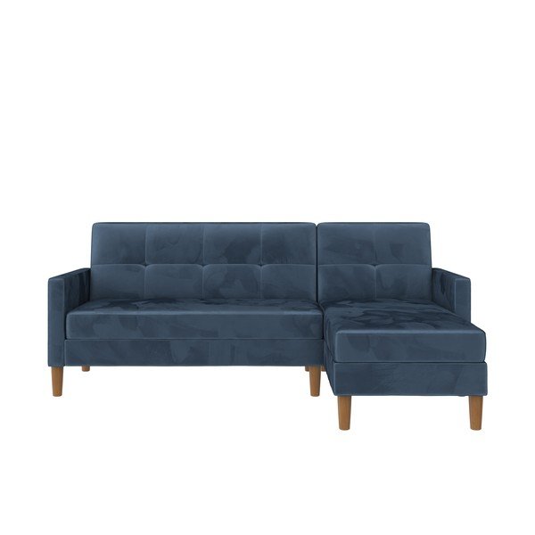 Iš velveto sulankstoma kampinė sofa mėlynos spalvos (kintama) Lilly – Støraa