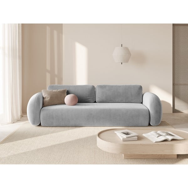 Šviesiai pilkos spalvos iš velveto sulankstoma/su sandėliavimo vieta sofa 262 cm Tonale – Cosmopolitan Design-image-1