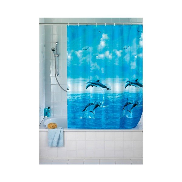 Mėlyna dušo užuolaida Wenko Dolphin, 180 x 200 cm-image-1