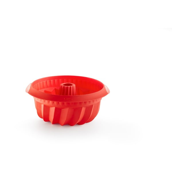 Raudona silikoninė forma Lékué bundt cake pyragui, ⌀ 22 cm