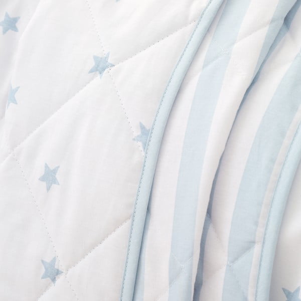Baltos spalvos/mėlynos spalvos iš medvilnės dygsniuota vaikiška lovatiesė 135x190 cm Mini Star & Stripes – Bianca-image-3