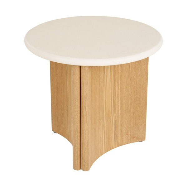 Apvalios formos šoninis stalas su betoniniu stalviršiu ø 50 cm Motril – House Nordic-image-4