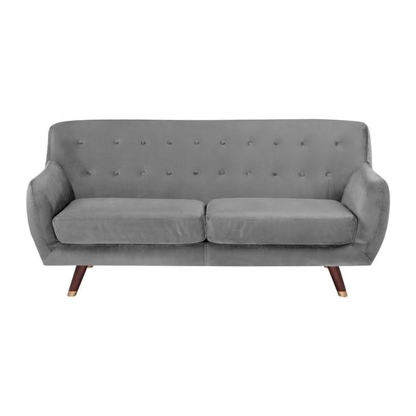 Pilka trijų vietų sofa su aksomo išvaizda "Monobeli Bradley