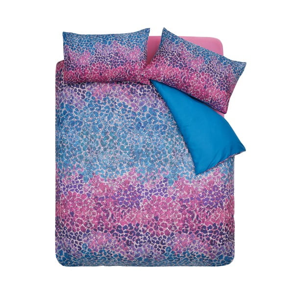 Mėlynos spalvos/rožinės spalvos iš mikrosatino dvigulė/itin ilga patalynė 230x220 cm Animal Print – Catherine Lansfield