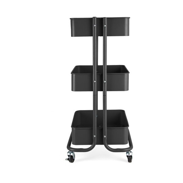 Iš metalo lentyna ant ratukų juodos spalvos 43x35 cm Grena – Compactor-image-2