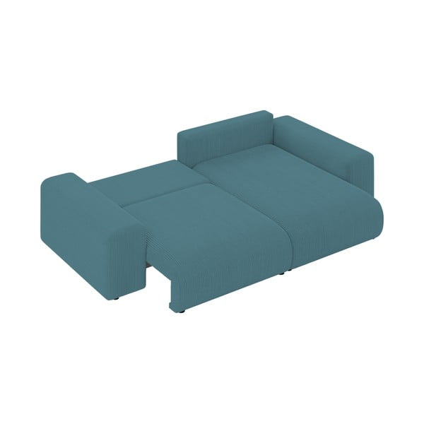Turkio spalvos iš kordinio velveto sulankstoma/su sandėliavimo vieta kampinė sofa Luma – Ropez-image-4