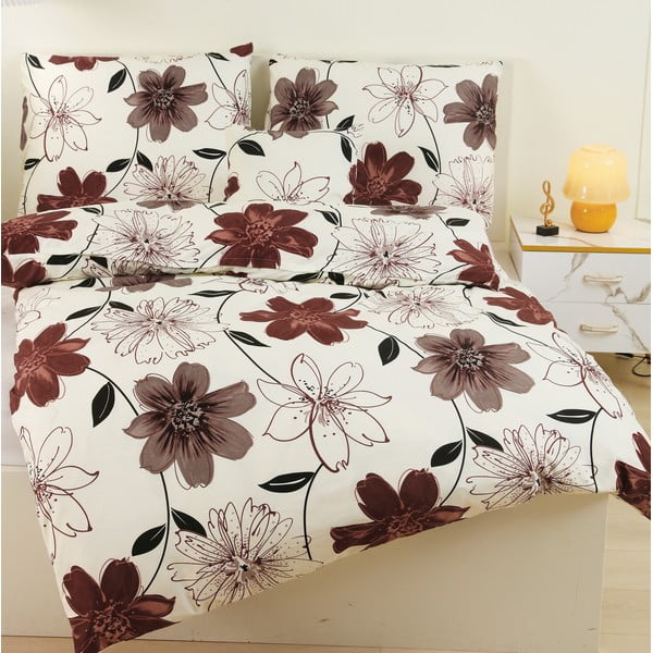 Rudos/kreminės spalvos mikrosatino viengulė patalynė 140x200 cm, 6 dalių komplektas Scarlet - My House-image-3