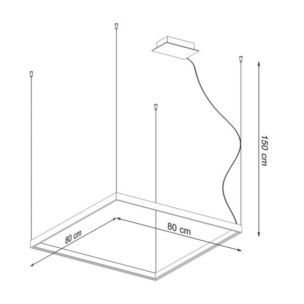 Juodas LED pakabinamas šviestuvas 80x80 cm Aura - Sollux-image-2