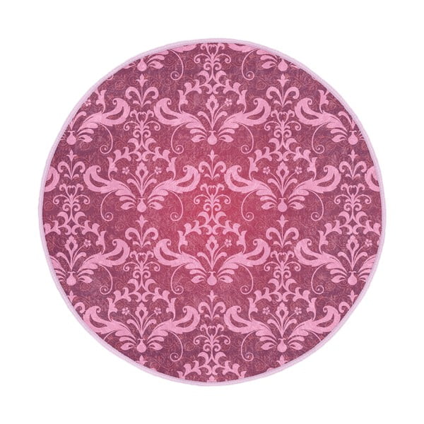 Skalbiamas/robotiniams dulkių siurbliams apvalios formos kilimas rožinės spalvos ø 100 cm Comfort – Mila Home