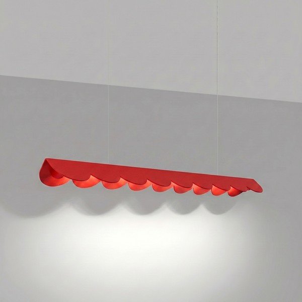 Raudonos spalvos iš aliuminio kabantis šviestuvas LED BISCUIT – Thoro-image-1