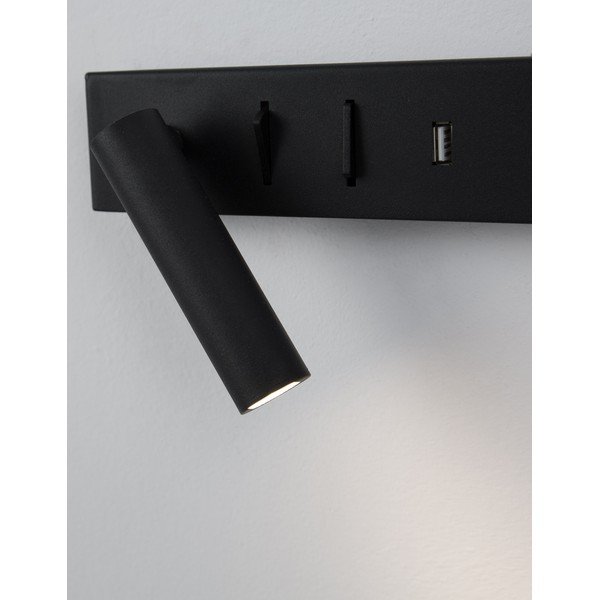 Matinės juodos spalvos iš metalo sieninė lempa LED su sulankstoma konstrukcija/su USB portu Vida – Nova Luce-image-1