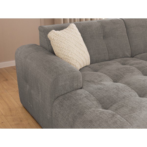 Pilkos spalvos kampinė sofa (su kairiuoju kampu/su gultu) Melva – Ropez-image-2