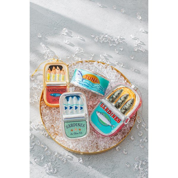 Iš stiklo eglutės papuošimas 7 cm Can of Sardines – Sass & Belle-image-4