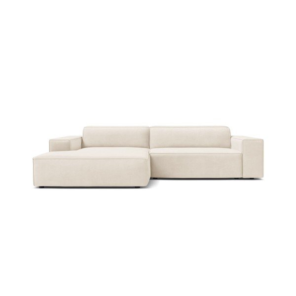 Kreminės spalvos modulinė kampinė sofa iš velveto (su kairiuoju kampu/su gultu) Jodie – Micadoni -image-2