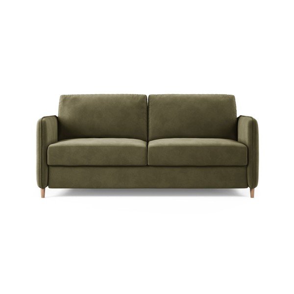 Žalios spalvos sofa miegojimui iš velveto 184 cm – Micadoni 