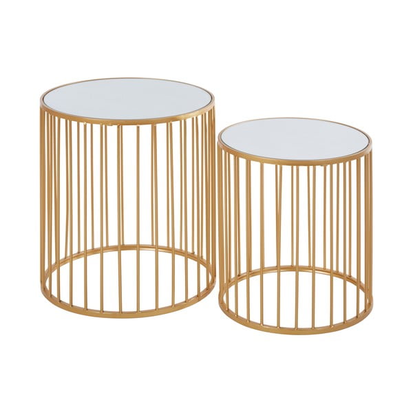 Apvalios formos šoniniai stalai 2 vnt. su stikliniu stalviršiu ø 45 cm Avantis – Premier Housewares-image-1