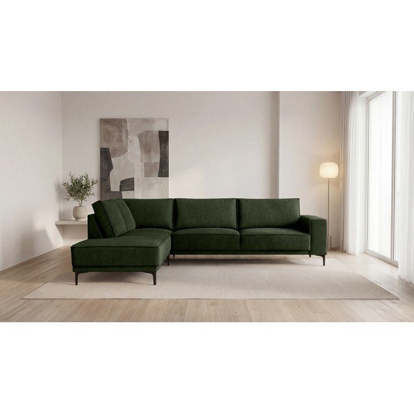 Žalios spalvos kampinė sofa iš šenilinio audinio (su kairiuoju kampu/„L“ formos) Copenhagen – Scandic-image-4