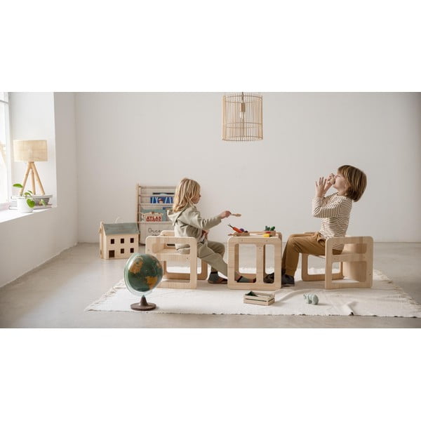 2 vaikiškos kėdutės iš pušies medienos Montessori - Little Nice Things-image-4