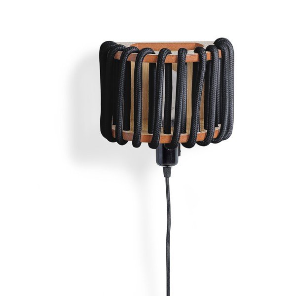 Juodas sieninis šviestuvas su medine konstrukcija EMKO Macaron, 20 cm ilgio-image-1