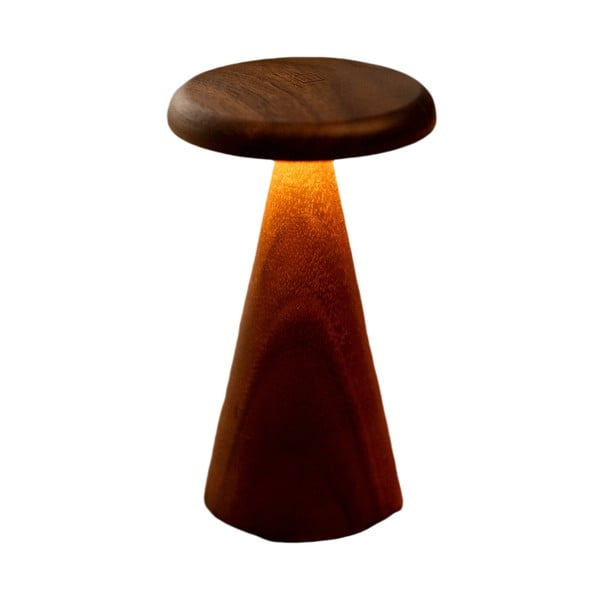 Tamsios natūralios spalvos stalinis šviestuvas LED (aukštis 21 cm) su mediniu gaubtu Sylva – Gingko