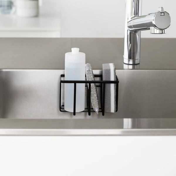 Su montavimu be gręžimo juodos spalvos iš metalo stovas skalbimo reikmenims Film Hook – YAMAZAKI-image-2