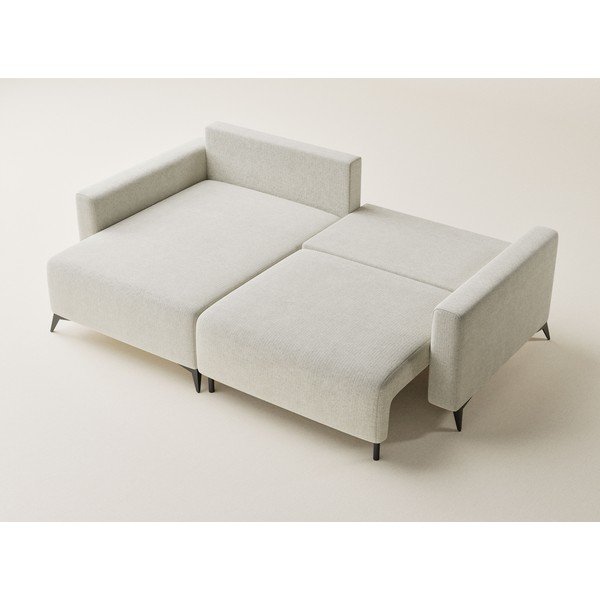 Kreminės spalvos sulankstoma/su sandėliavimo vieta kampinė sofa iš šenilinio audinio (su kairiuoju kampu/su gultu) Leon – Maison de Rêve-image-3